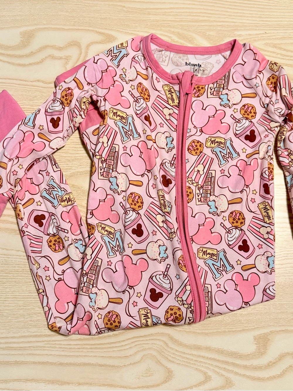 Blush Lotus Pink Disney Mickey Snacks Bamboo Zippy Size 18-24 months